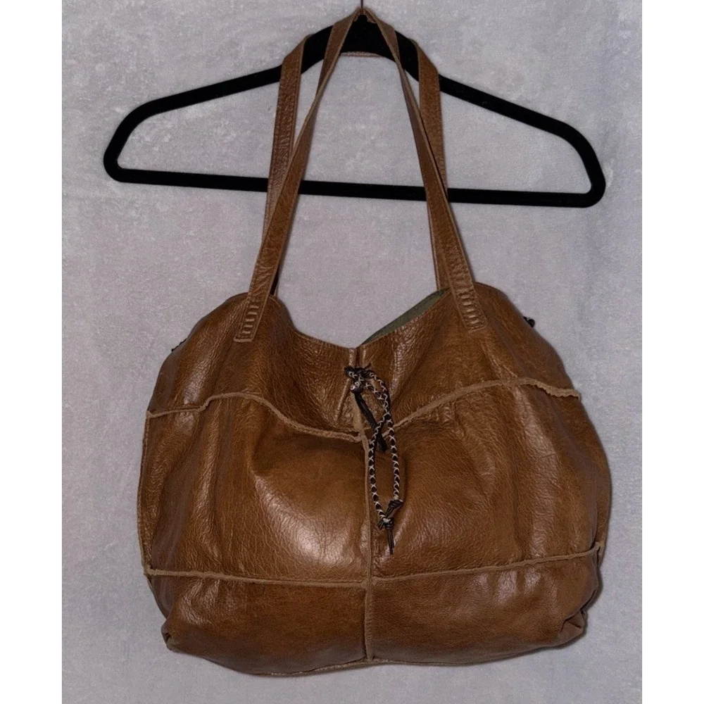 Robin Fogg Genuine Leather Slouch Hobo Tote Bag Brown Boho Shoulder Purse